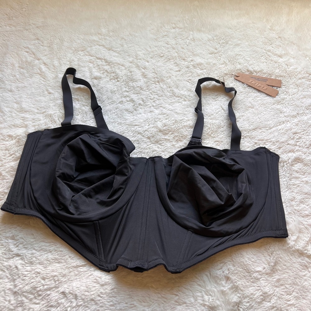 SKIMS Corset Bra Collection Balconette Bra Onyx Black CR-BRA-3240 Size 46D NWT